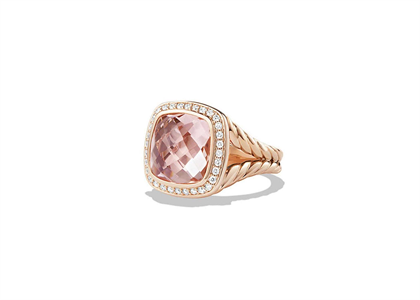 Rose Gold Plated Faceted Vintage Rose Cushion Cut Ring